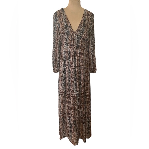 RARE Kookai France Boho Abstract Animal Print Maxi Dress Size EU42/12 - Picture 1 of 7